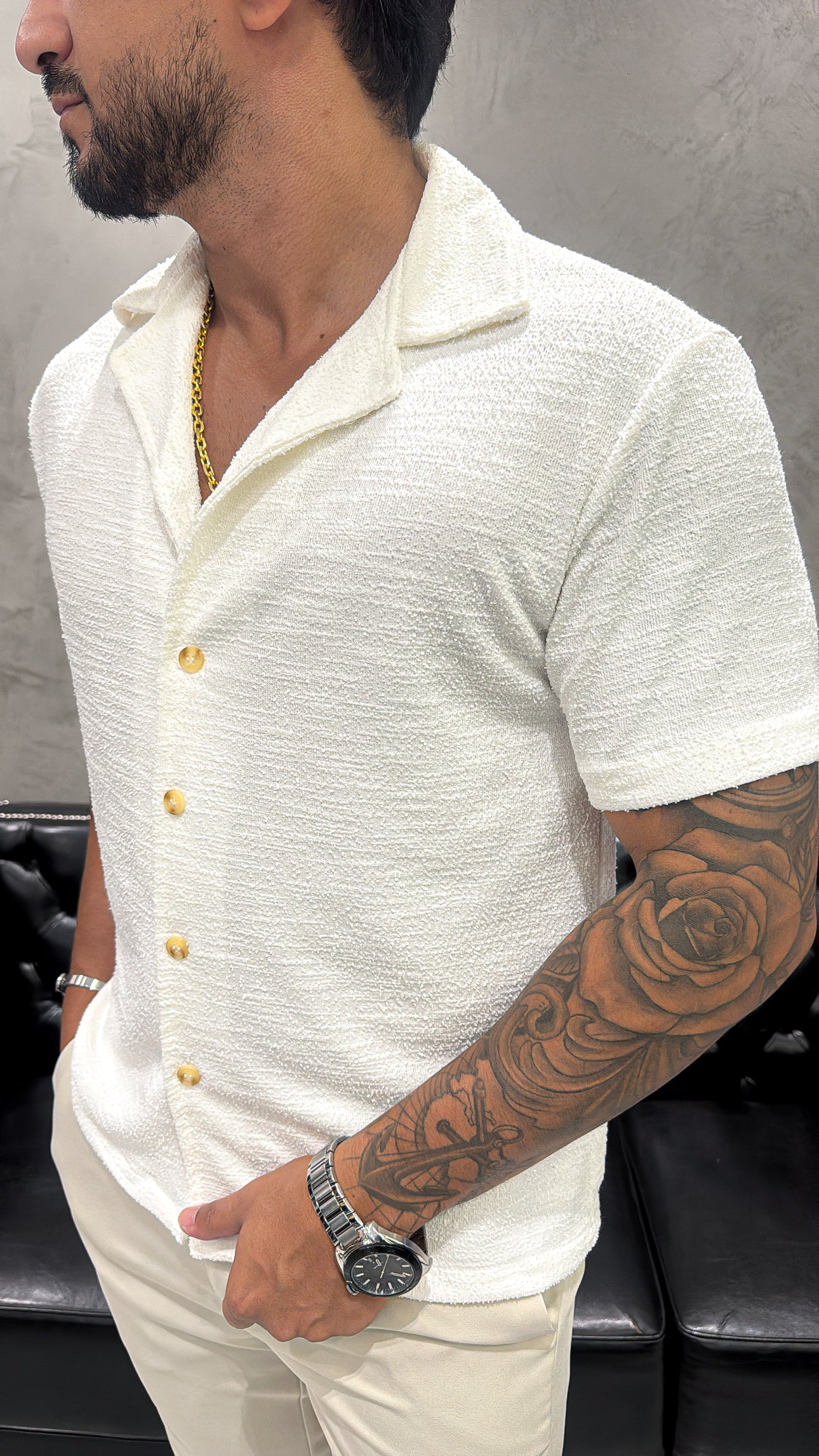 Camisa Botão em Tricô