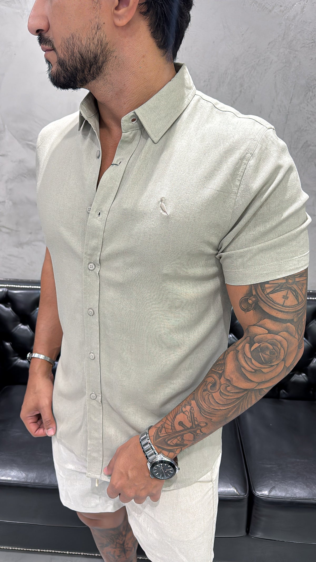 Camisa Reserva Linho M/C Palha