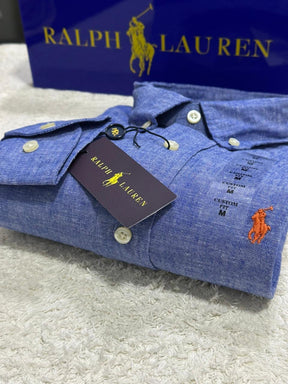 Camisa M/L Ralph Lauren Linho Azul