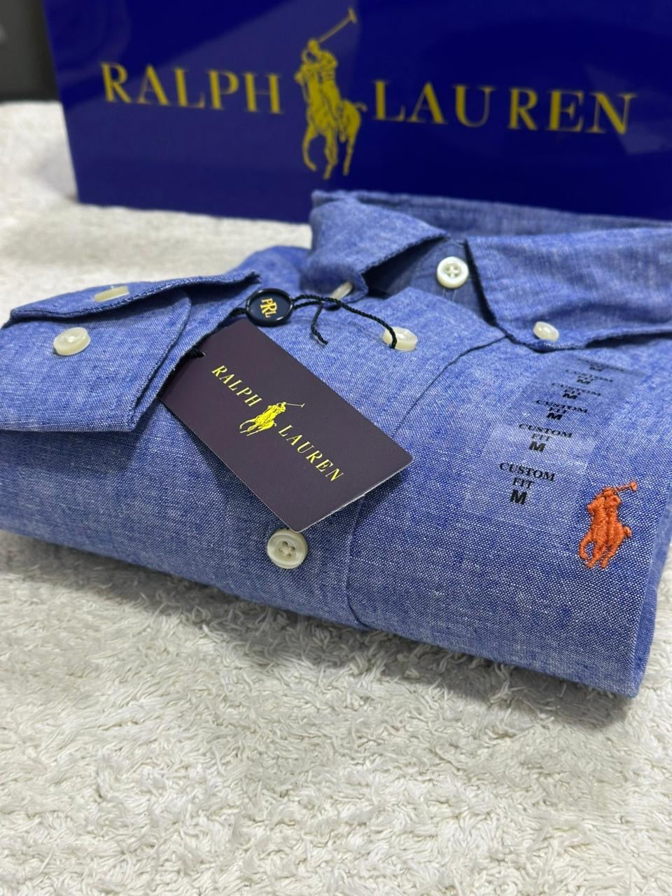Camisa M/L Ralph Lauren Linho Azul