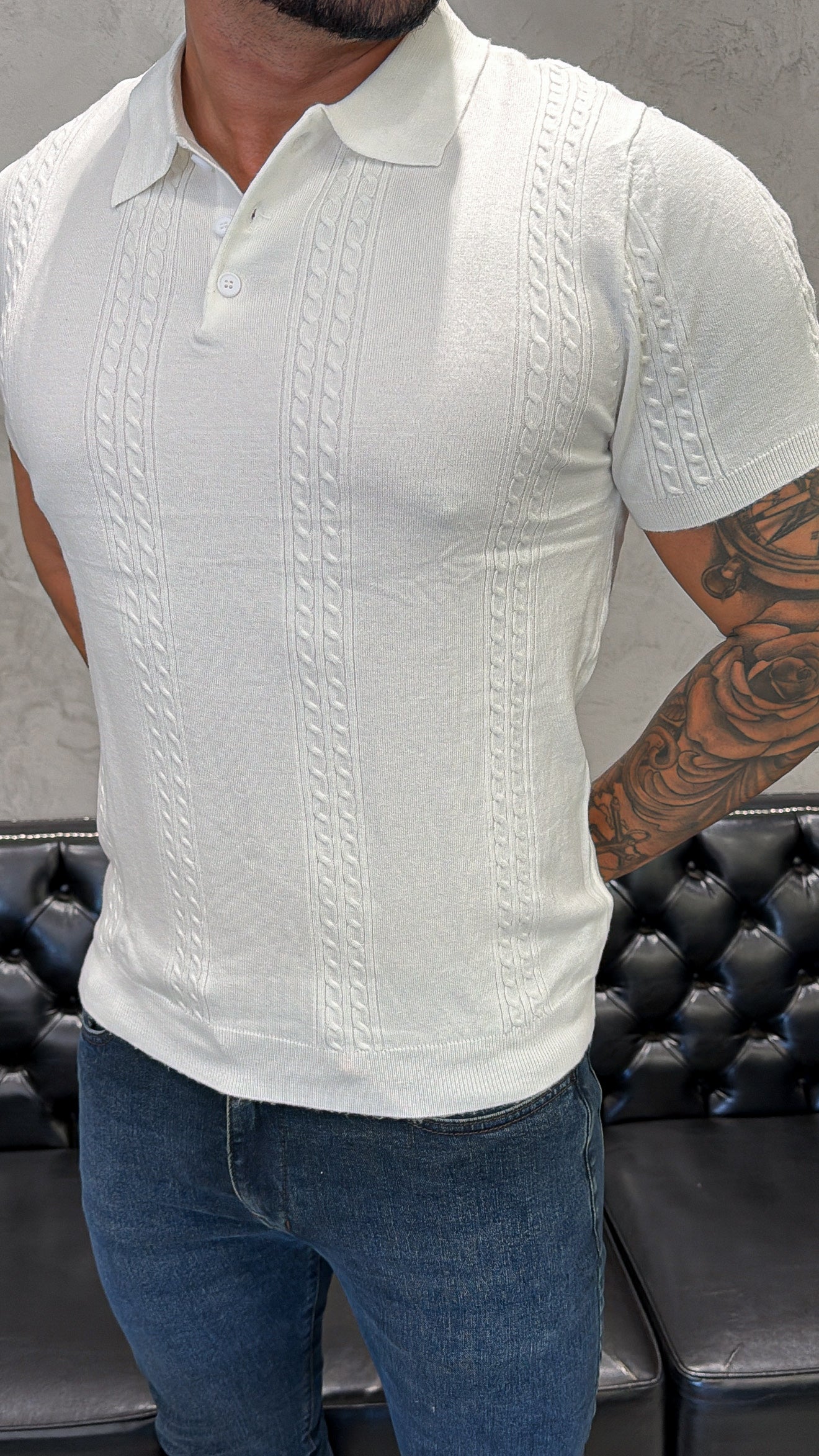 Polo Tricot Luxo Branca Detail