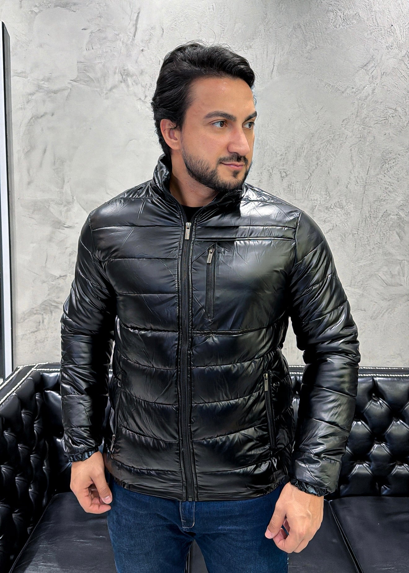 Jaqueta Puffer Matelassê Preto