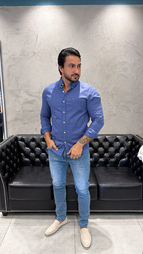 Camisa Ralph Lauren M/L Linho Azul