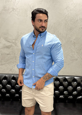 Camisa M/L Ralph Lauren Linho Azul Claro