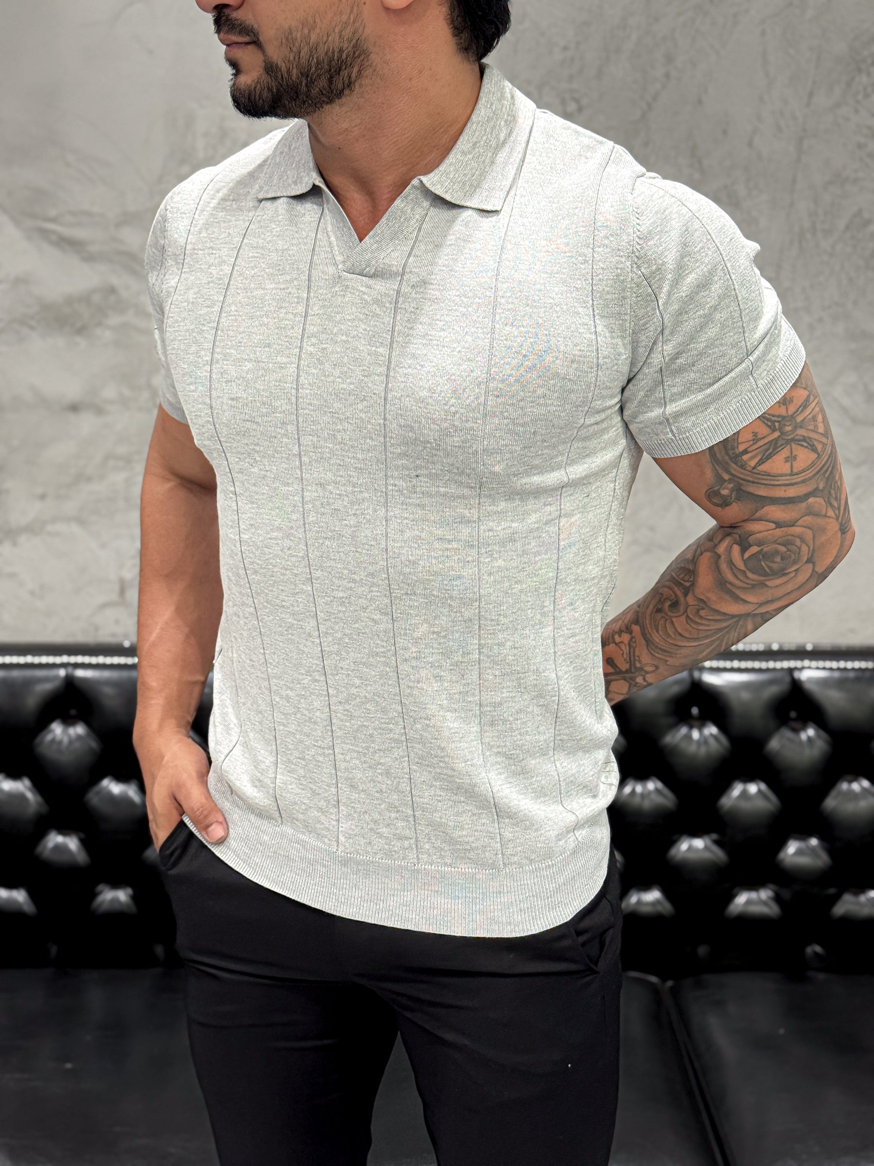 Polo Tricot Luxo Cinza