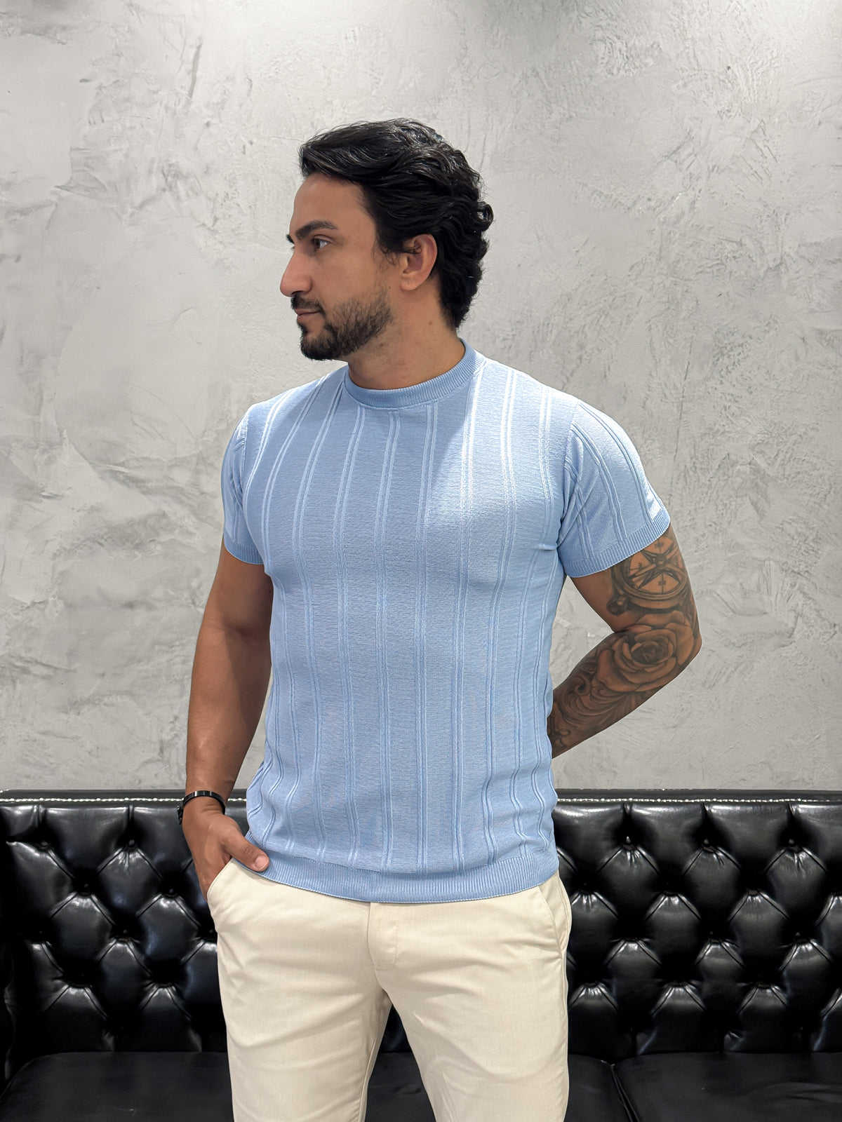 T-Shirt Basica Tricot Azul