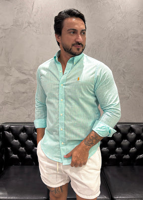 Camisa Ralph Lauren M/L Linho Verde