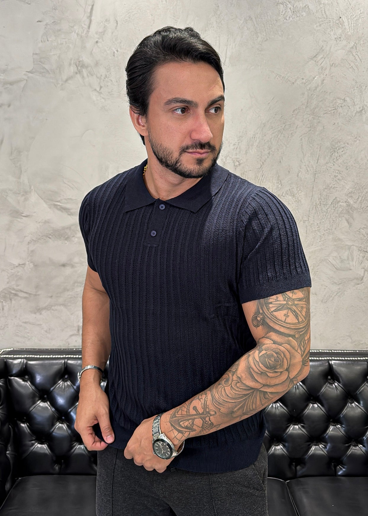 Polo Tricot Luxo Marinho