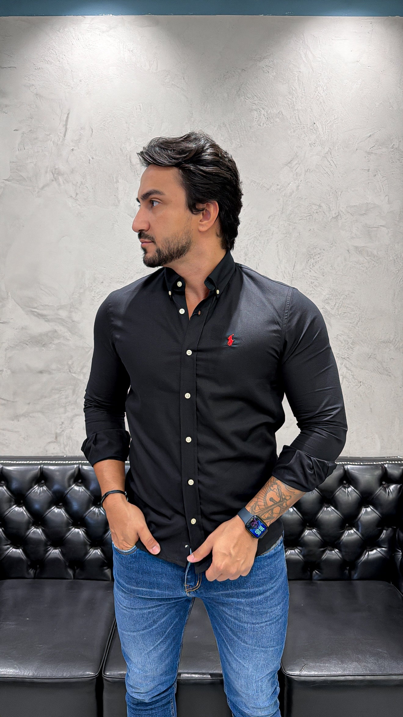 Camisa Ralph Lauren M/Longa Preto
