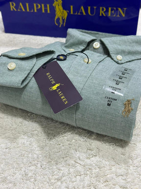 Camisa M/L Ralph Lauren Linho Verde Água