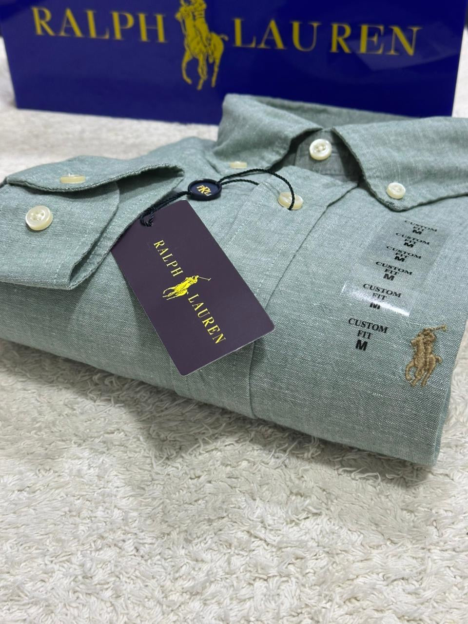 Camisa M/L Ralph Lauren Linho Verde Água
