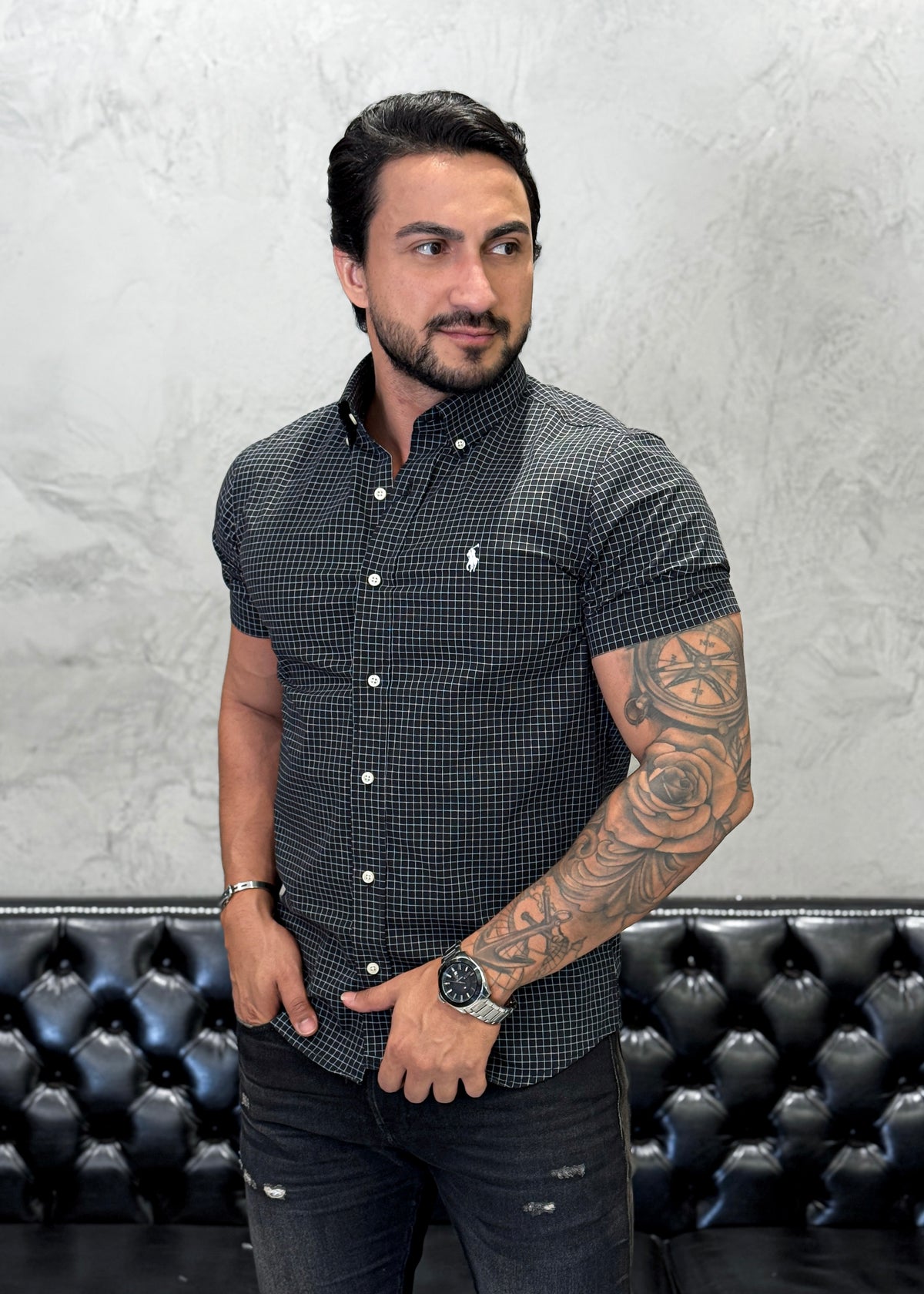 Camisa Ralph Lauren M/Curta Xadrez Preto