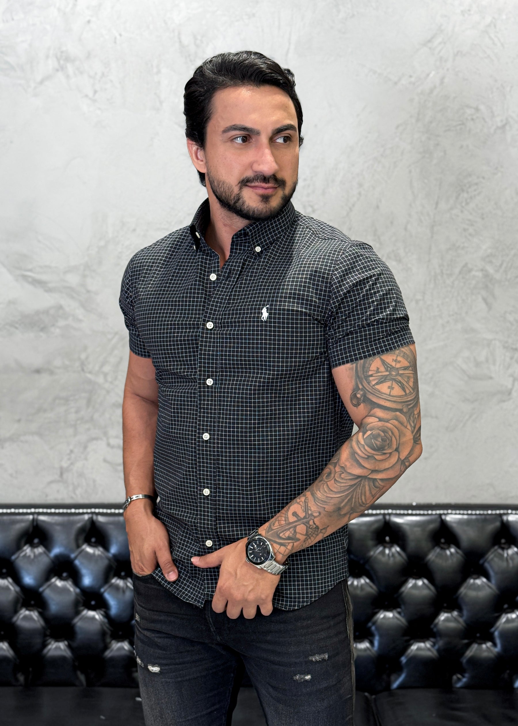 Camisa Ralph Lauren M/Curta Xadrez Preto