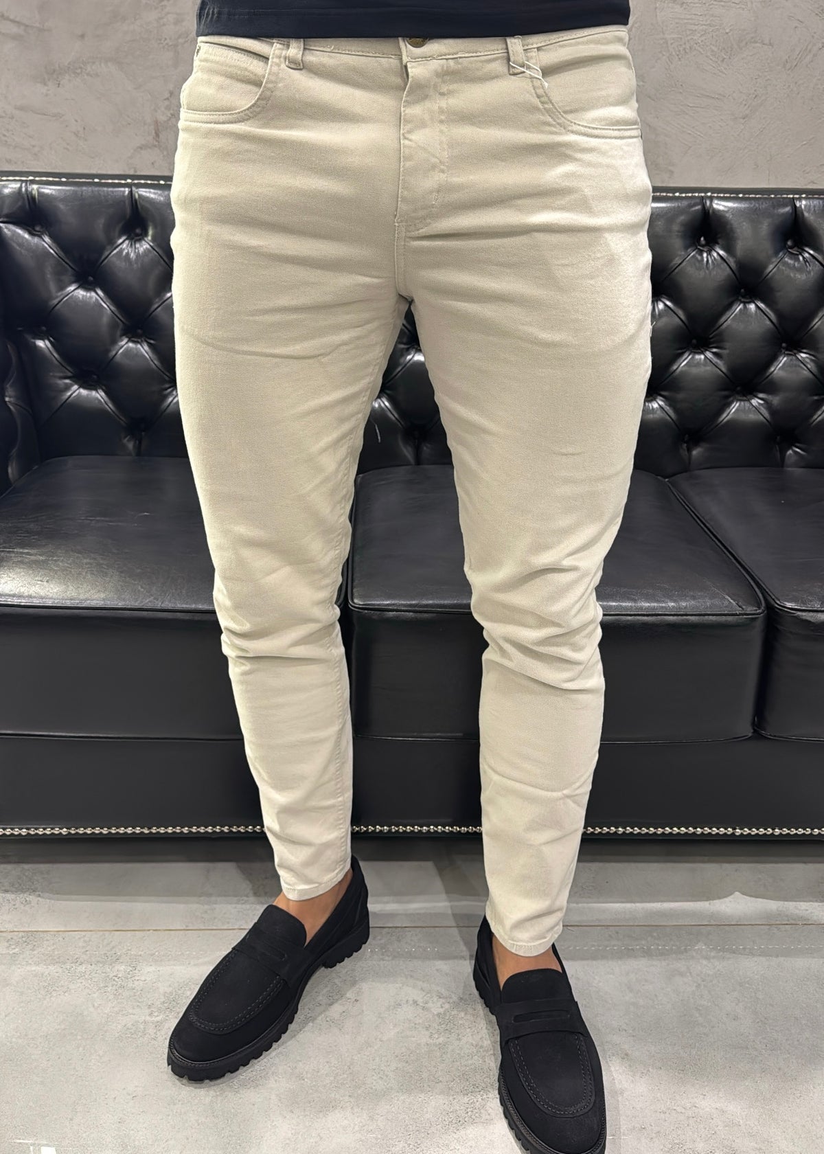 Calça Jeans Slim Bege