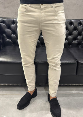 Calça Jeans Slim Bege