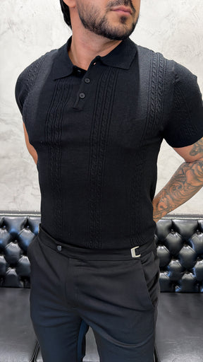 Polo Tricot Luxo Preto Detail
