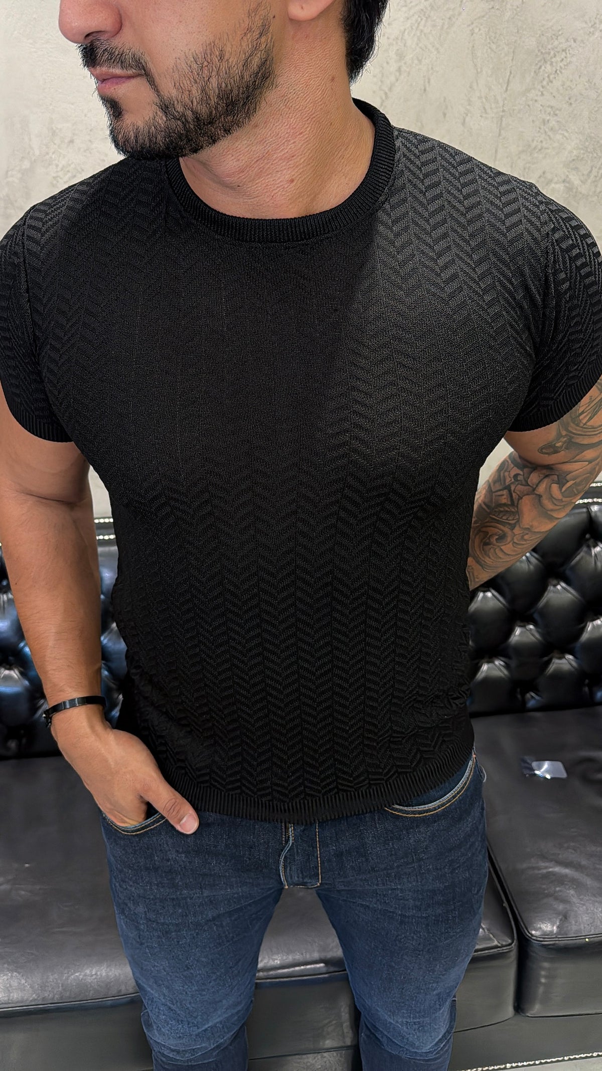 T-Shirt Basica Tricot Preto