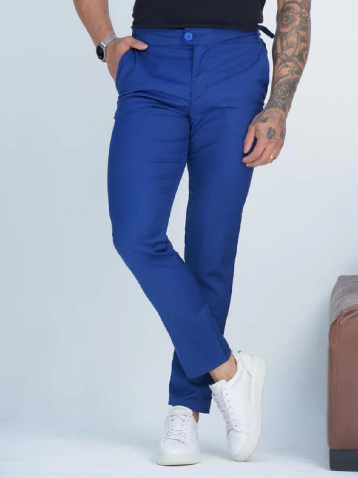 Calça Alfaiataria Skinny Azul c/ Ajuste
