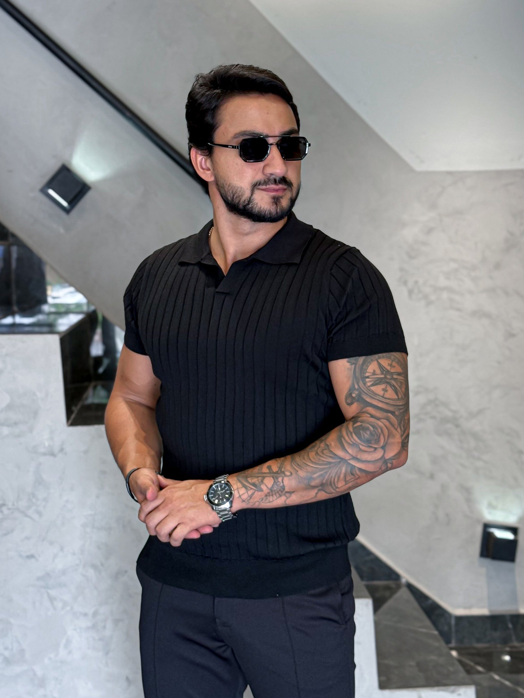 Polo Tricot Luxo Preto