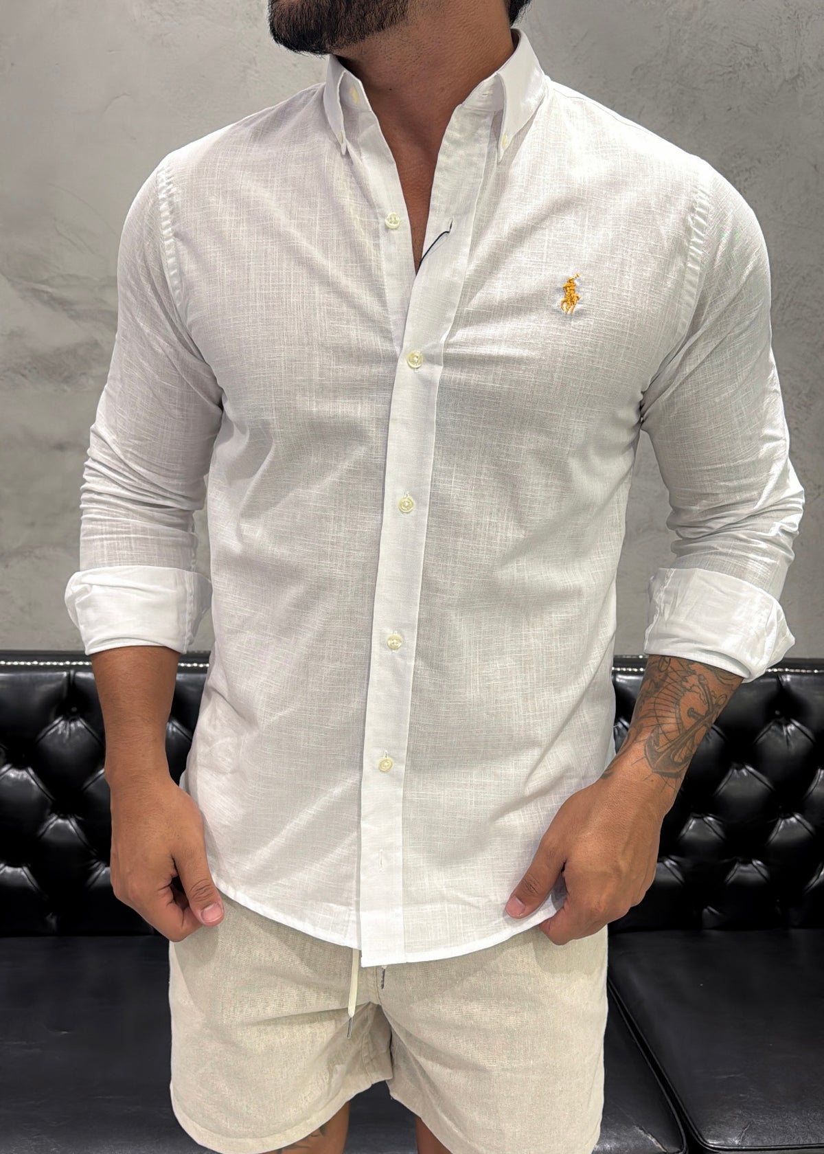 Camisa Ralph Lauren M/L Linho Branco