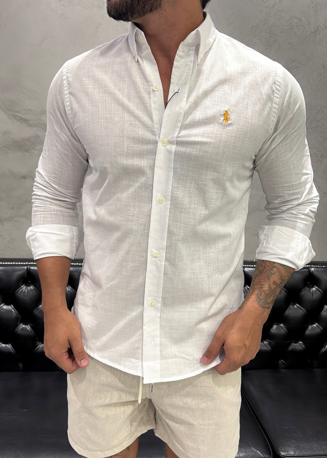 Camisa Ralph Lauren M/L Linho Branco