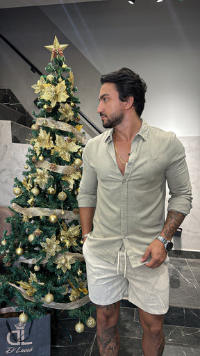 Camisa Reserva M/L Linho Verde Menta