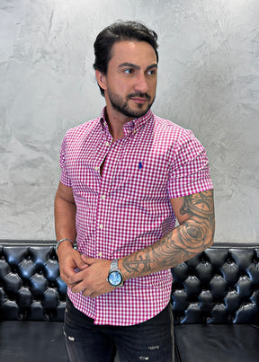 Camisa Ralph Lauren M/Curta Xadrez Cereja