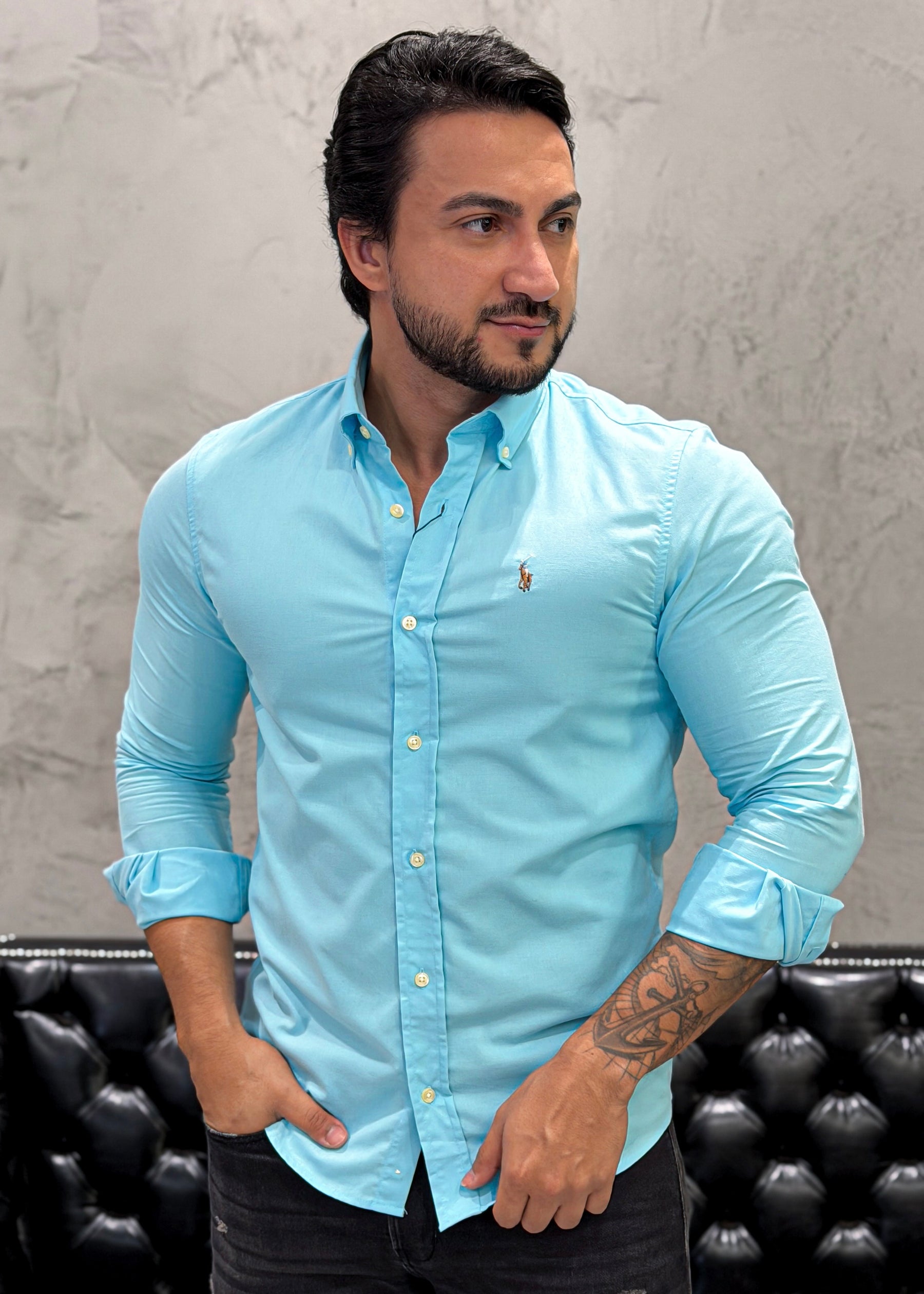 Camisa Ralph Lauren M/L Azul