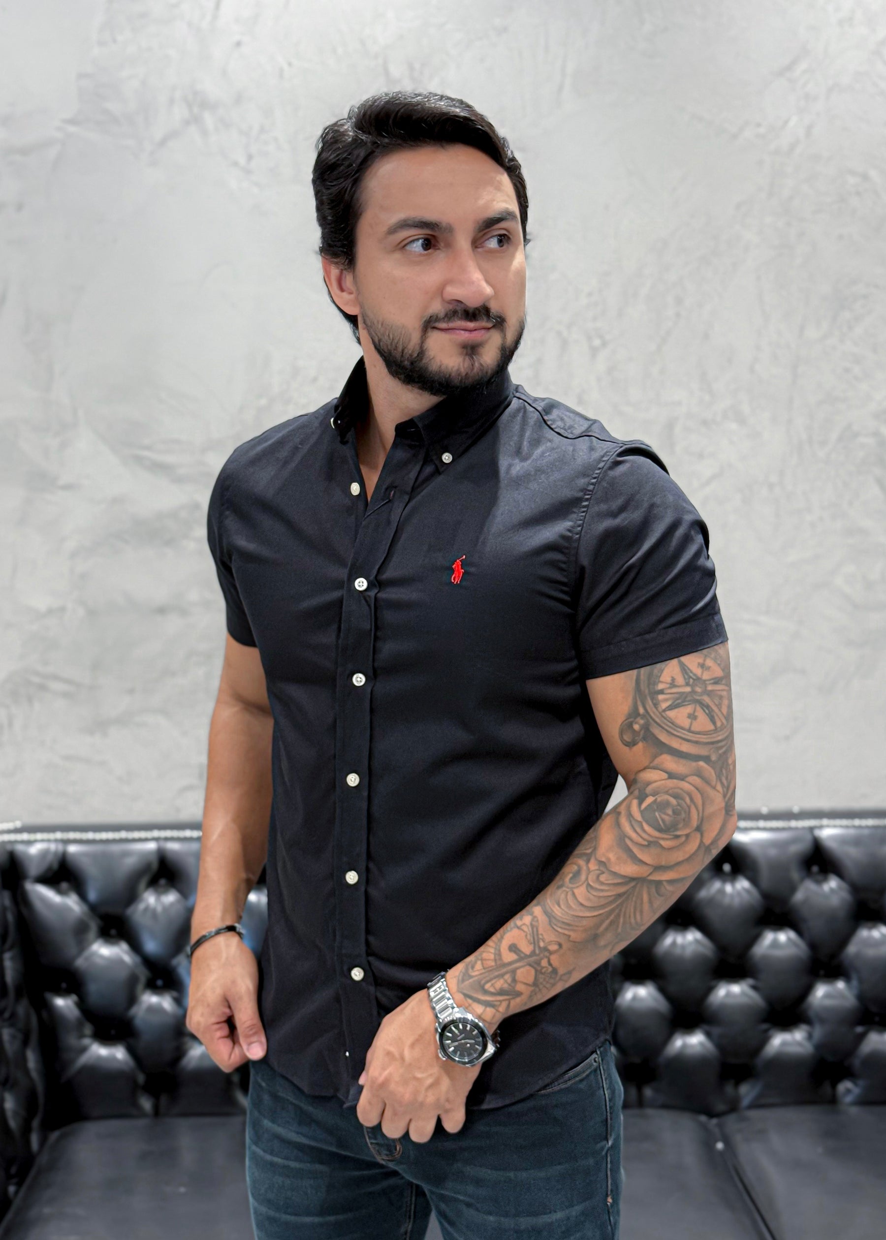 Camisa Ralph Lauren M/Curta Preto