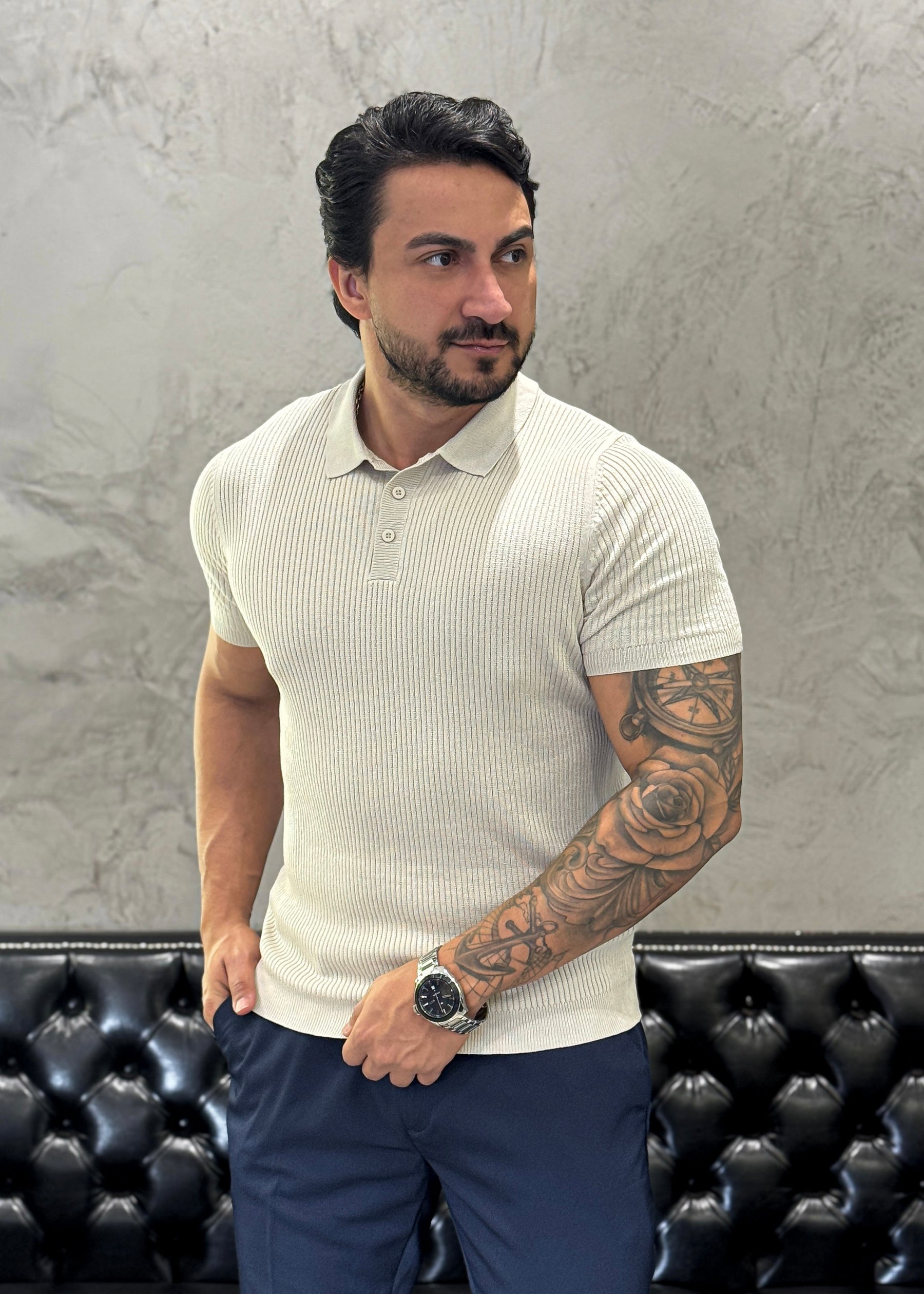 Polo Tricot Luxo Areia