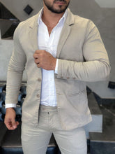 Blazer Sarja Areia Slim Fit