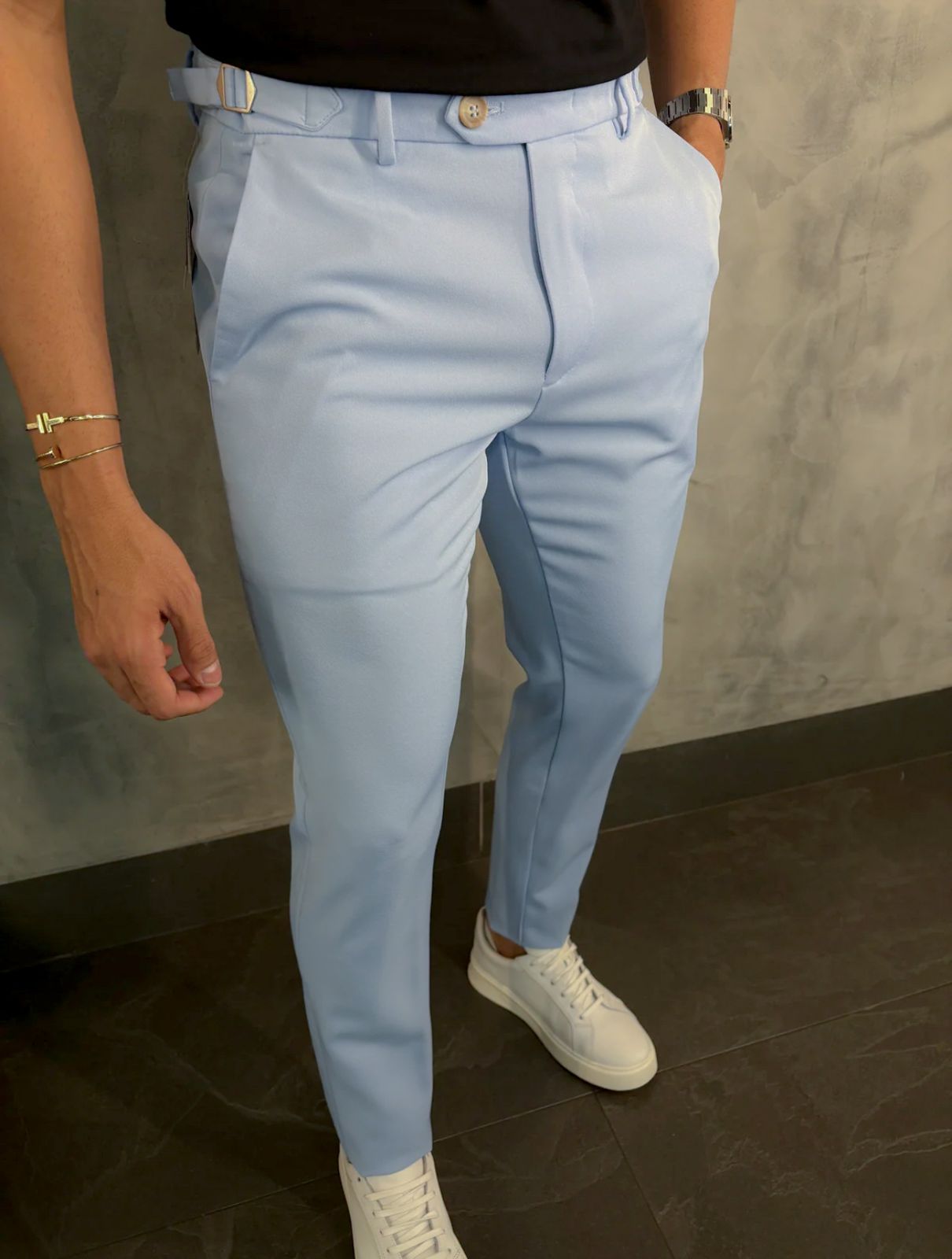 Calça Alfaiataria DL67 com Ajuste Lateral Azul