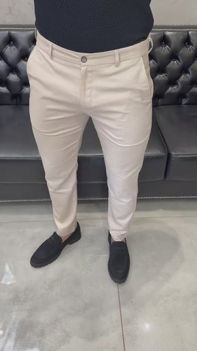 Calça Alfaiataria Cintura Elástica Bege